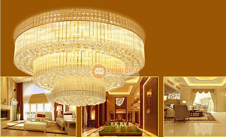 Đèn ốp trần pha lê kích thước lớn treo sảnh khách sạn CM222-6